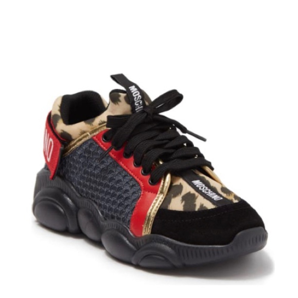 🎁❌FINAL SALES PRICE ❌Moschino WOMEN'S TEDDY SHOES WITH STRAP Leopard Print Sn…